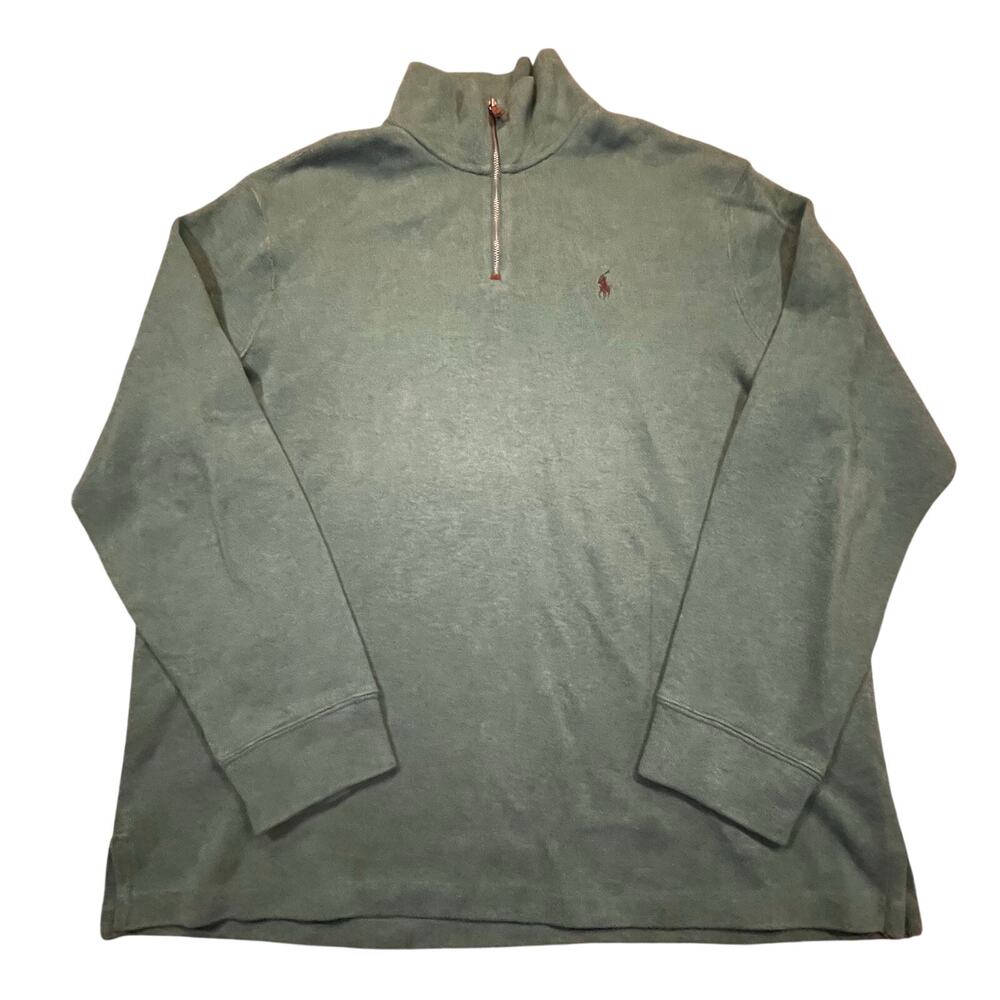 Polo Ralph Lauren Mens XL Hunter Green 1/4 Zip Pullover Sweater Classic Logo